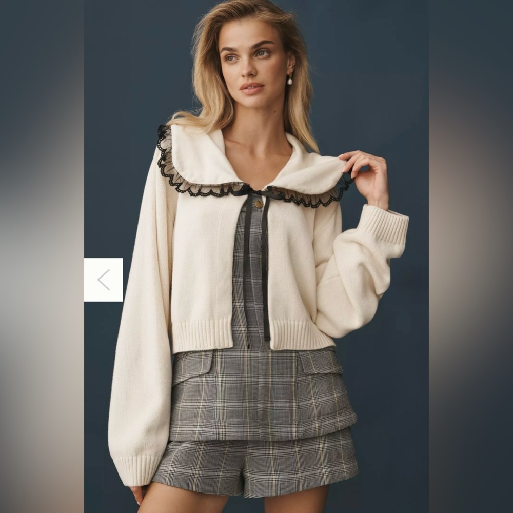 Maeve Lace Collar Cardigan Sweater